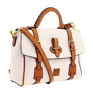 Dooney & Bourke Cream Satchel with Tan Trim